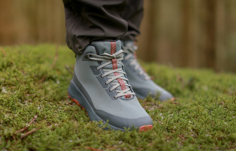 Buty Trekkingowe Icebug Haze Mid Biosole GTX Studs Męskie Zielone Szare Pomarańczowe | PL-LBVEHD780