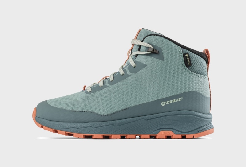 Buty Trekkingowe Icebug Haze Mid Biosole GTX Studs Męskie Zielone Szare Pomarańczowe | PL-LBVEHD780